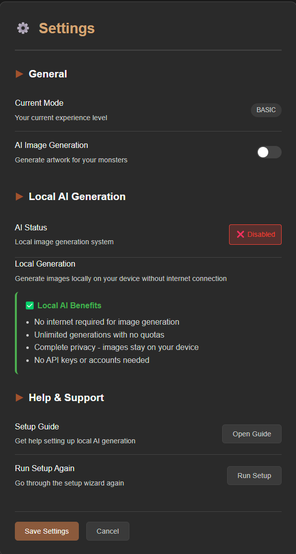 Settings & licensing